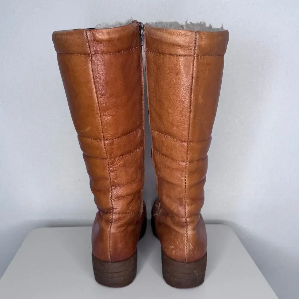 Vintage 1980s Blondo Canada Cognac Fleece Lined Leather Winter Boots Sz 7